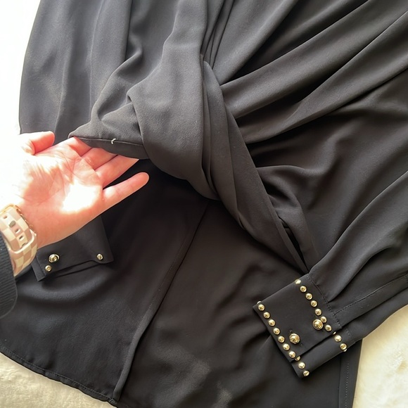 Caché Blouse with Gold Studded Detail High Low Size XS - Picture 3 of 8